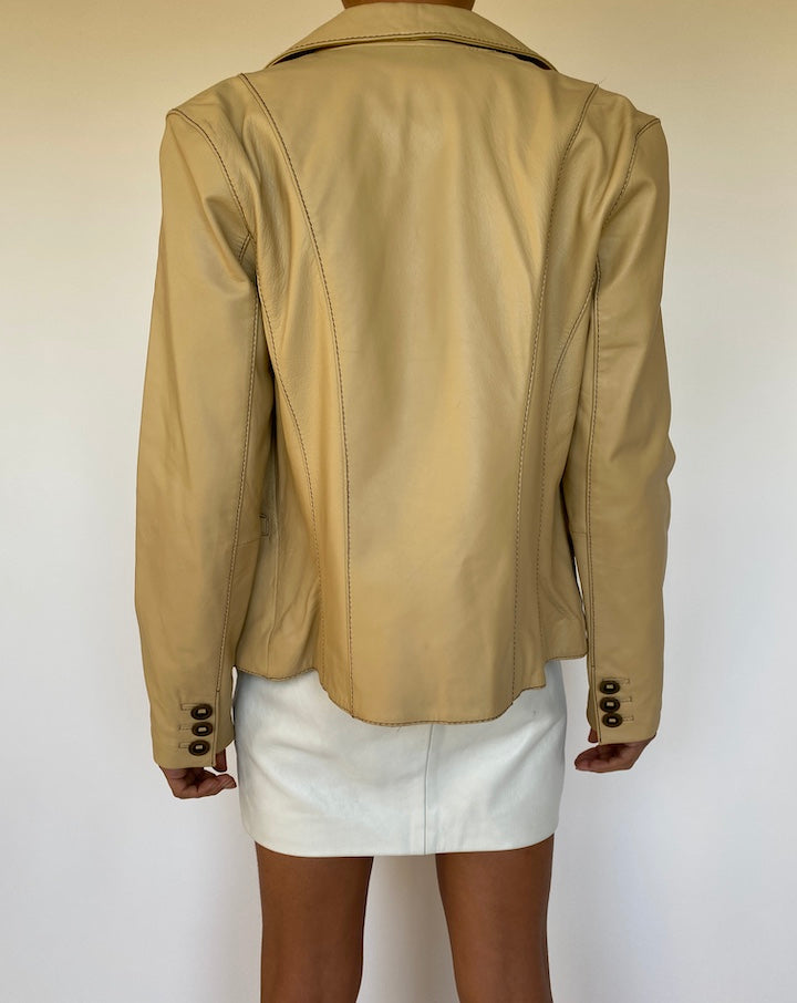 VINTAGE LIGHT BEIGE LEATHER JACKET 2681