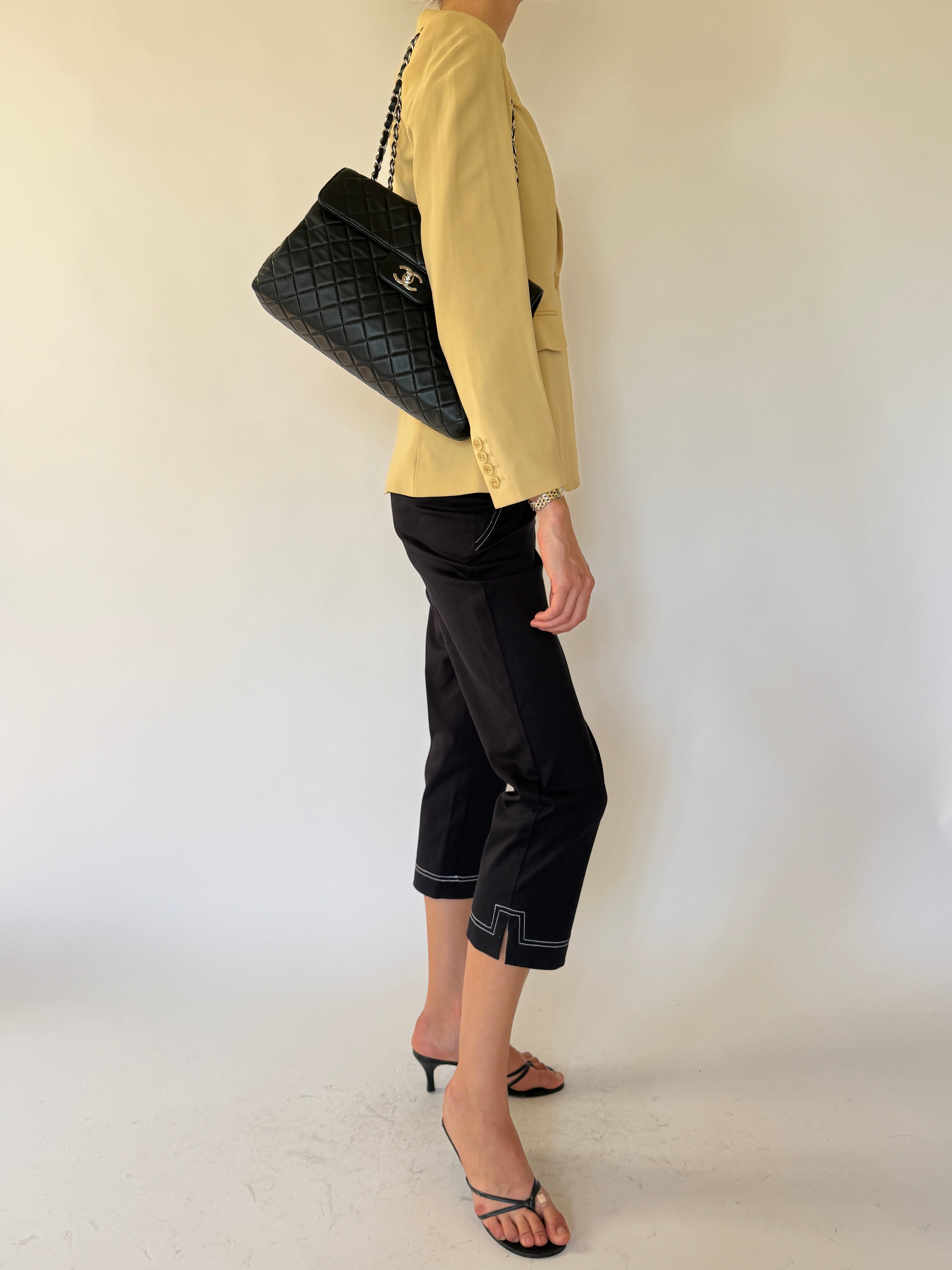 Vintage beige blazer angled front view