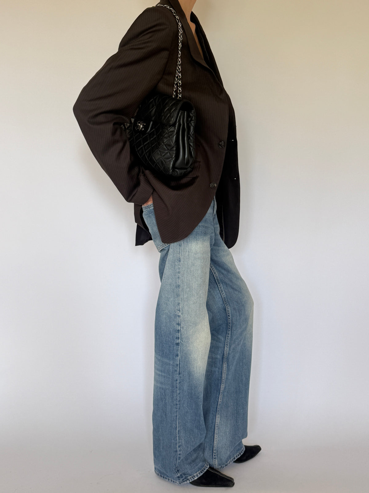 Vintage Pinstripe Blazer Brown 8073