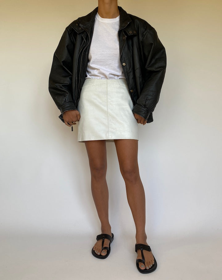 VINTAGE BLACK BOXY LEATHER JACKET 2685