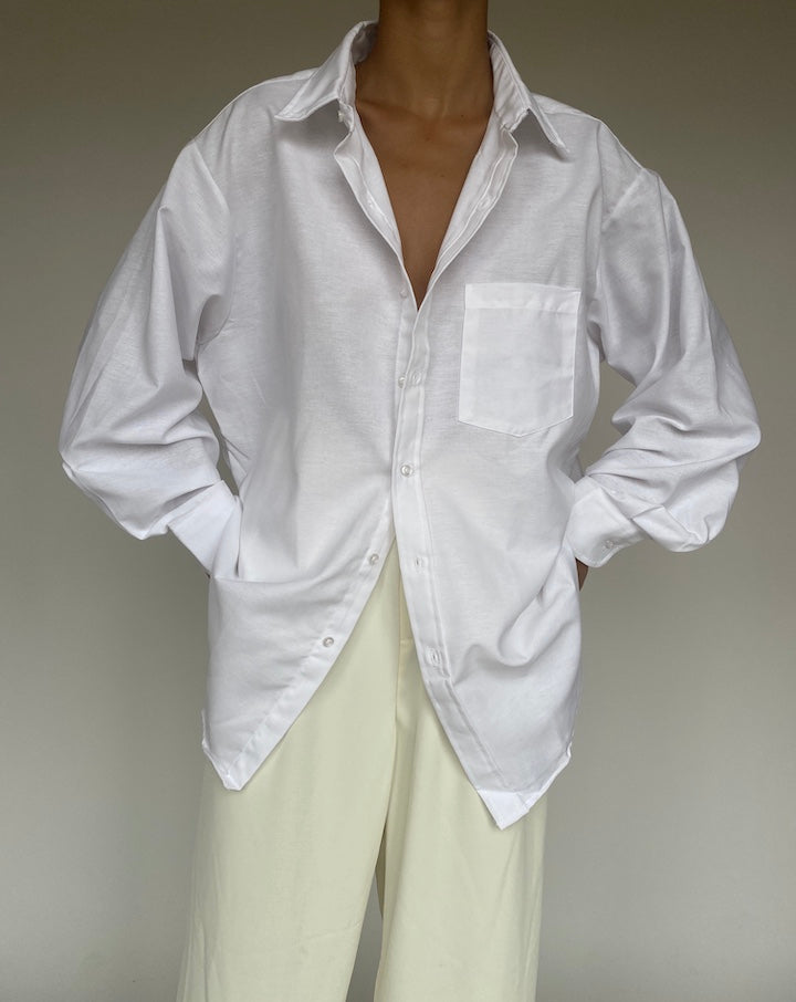 VINTAGE WHITE COTTON BLENDED SHIRT 1253