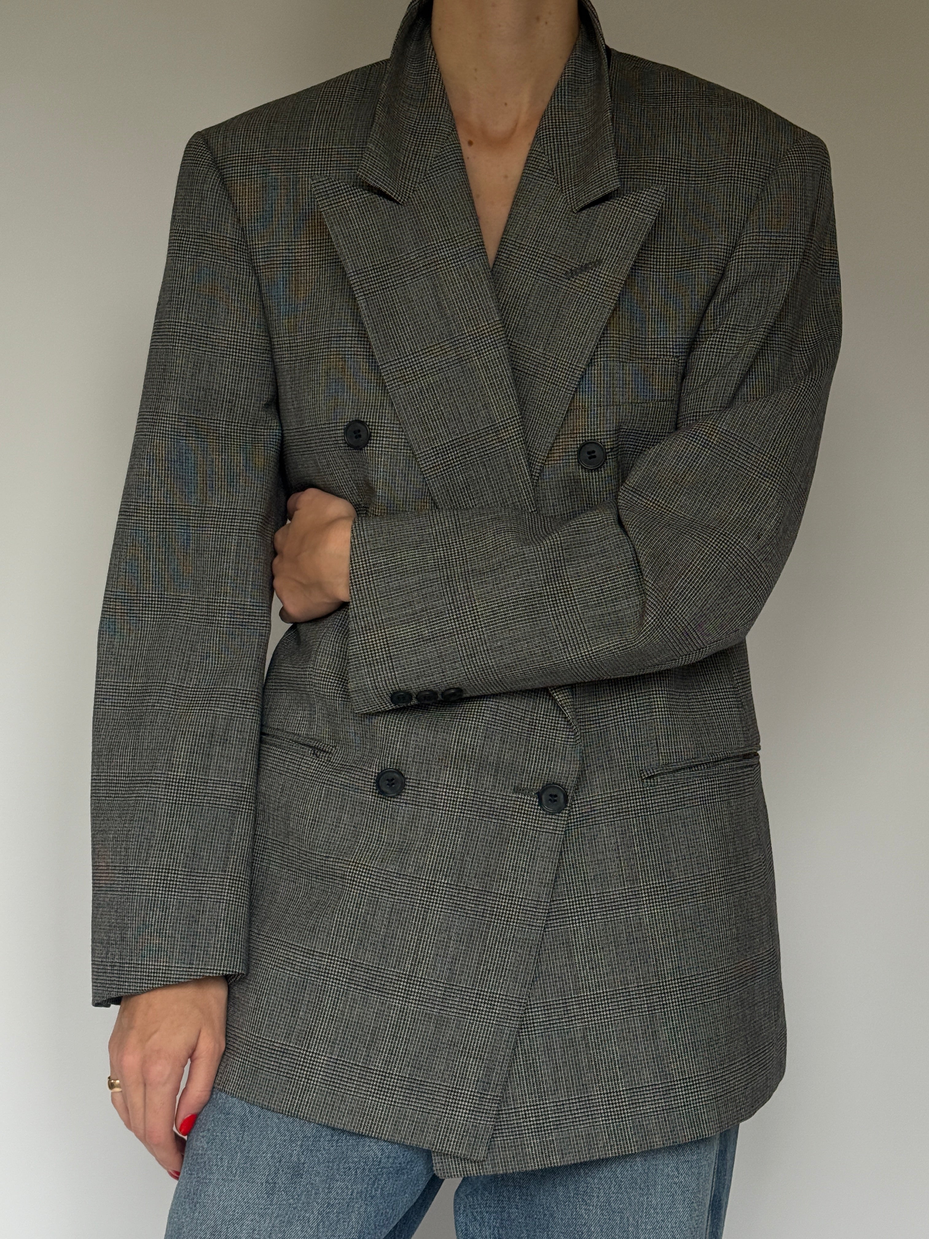 Vintage Double-Breasted Wool Blazer 7056