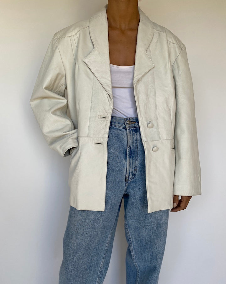 VINTAGE WHITE LEATHER JACKET 3203