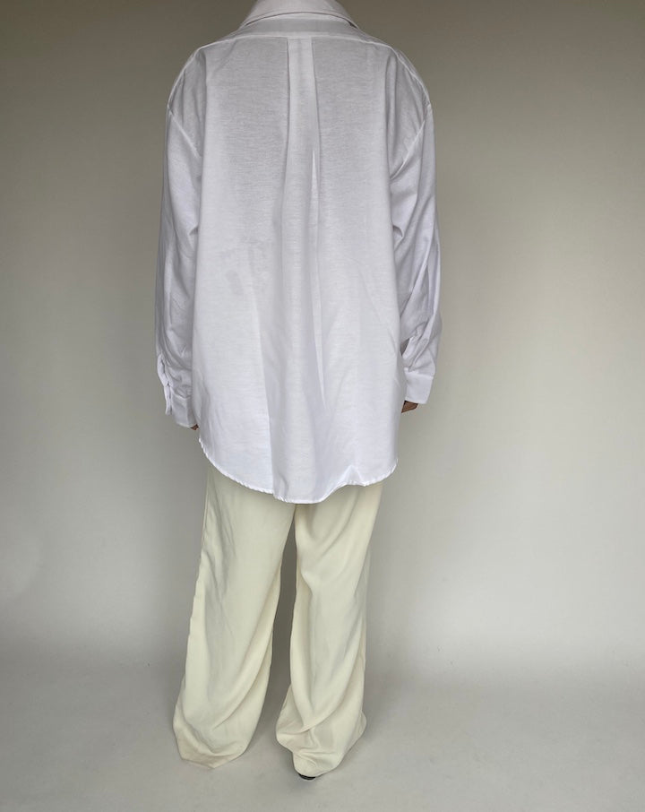 VINTAGE WHITE COTTON BLENDED SHIRT 1253