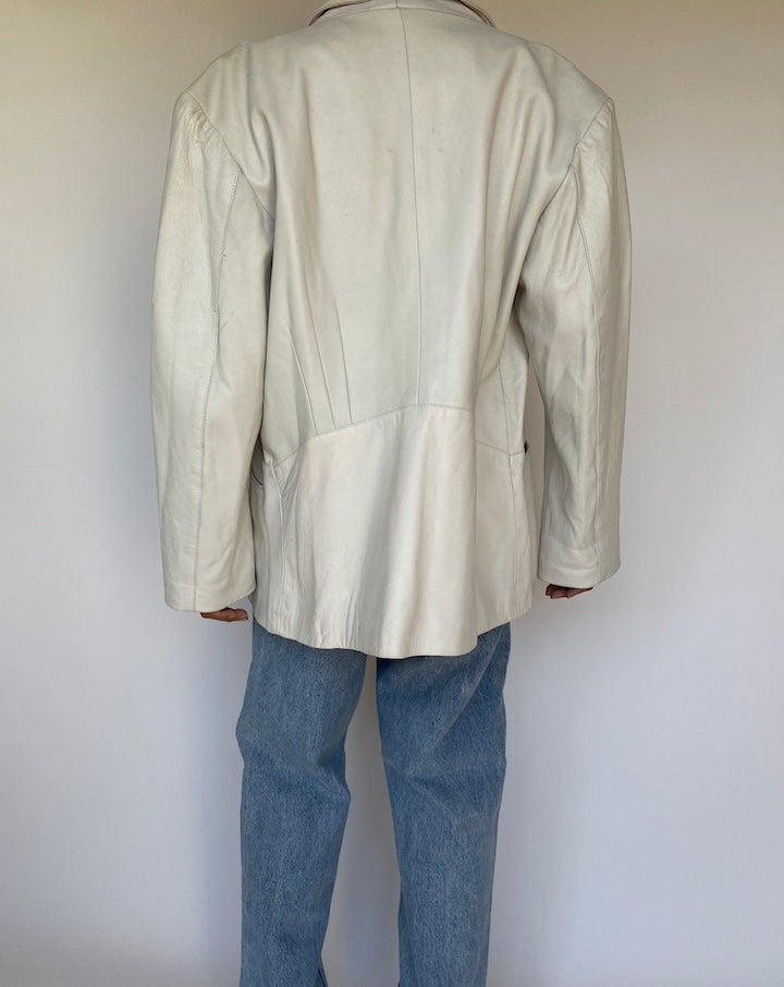 VINTAGE WHITE LEATHER JACKET 3203