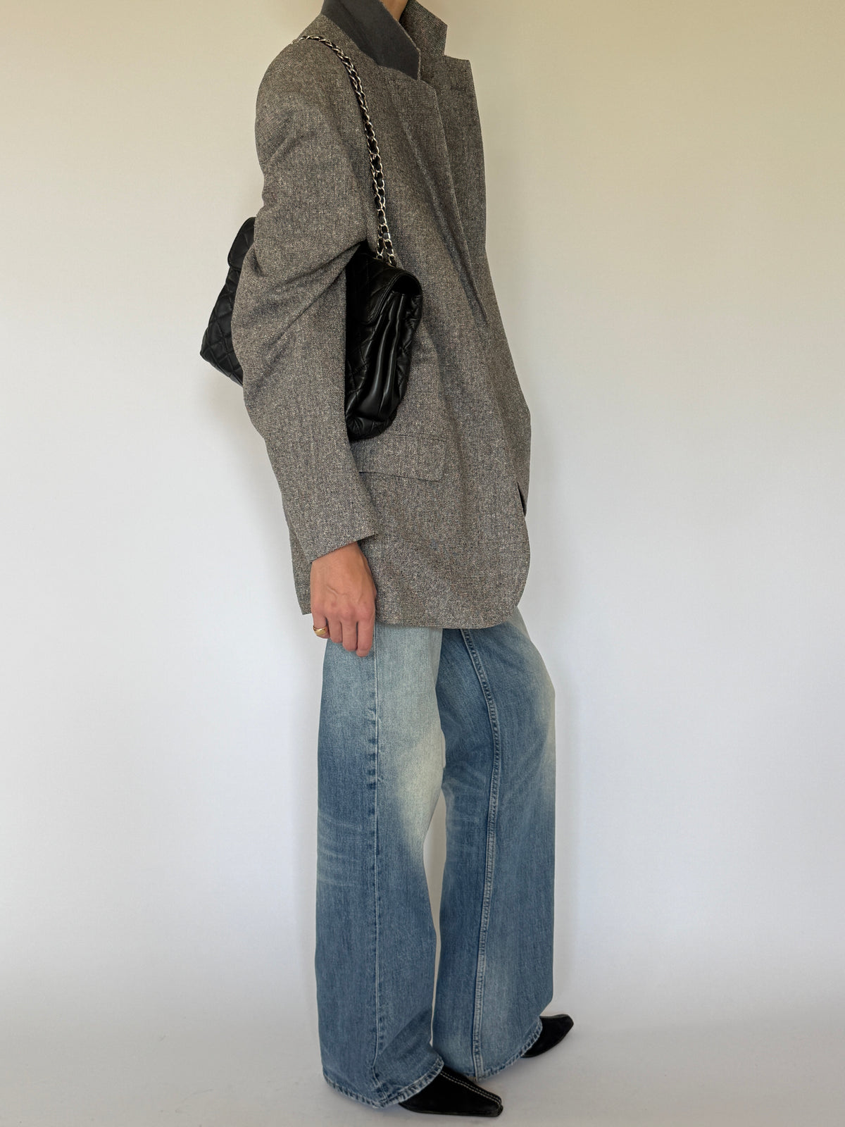 Vintage Oversized Silk Blazer Grey 7174