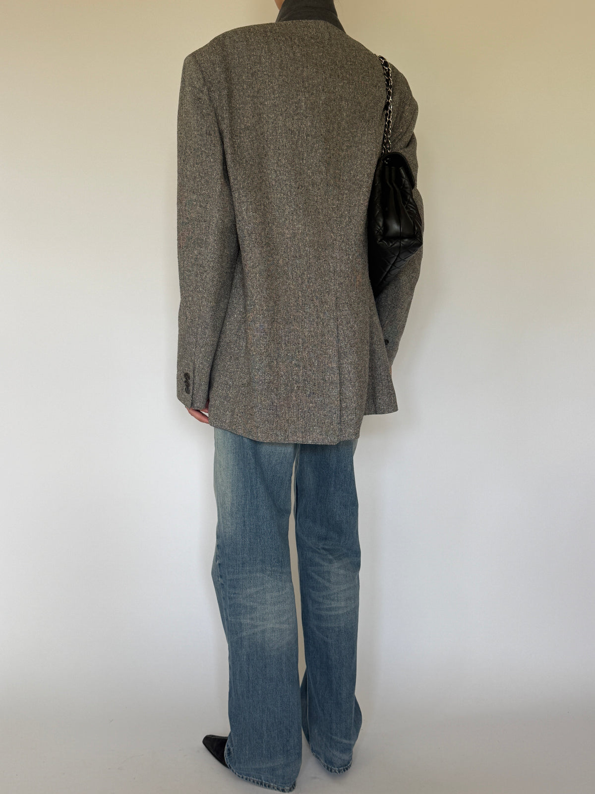 Vintage Oversized Silk Blazer Grey 7174