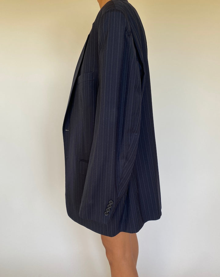 VINTAGE OVERSIZED PINSTRIPED WOOL BLAZER 1707