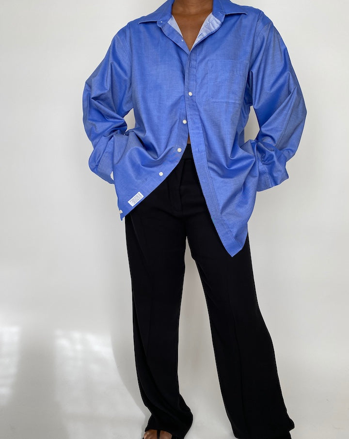 VINTAGE OVERSIZED BLUE BUTTON DOWN SHIRT 2021