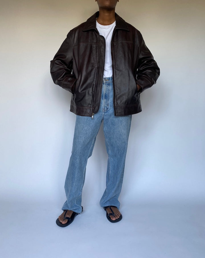 VINTAGE BROWN LEATHER JACKET 3622