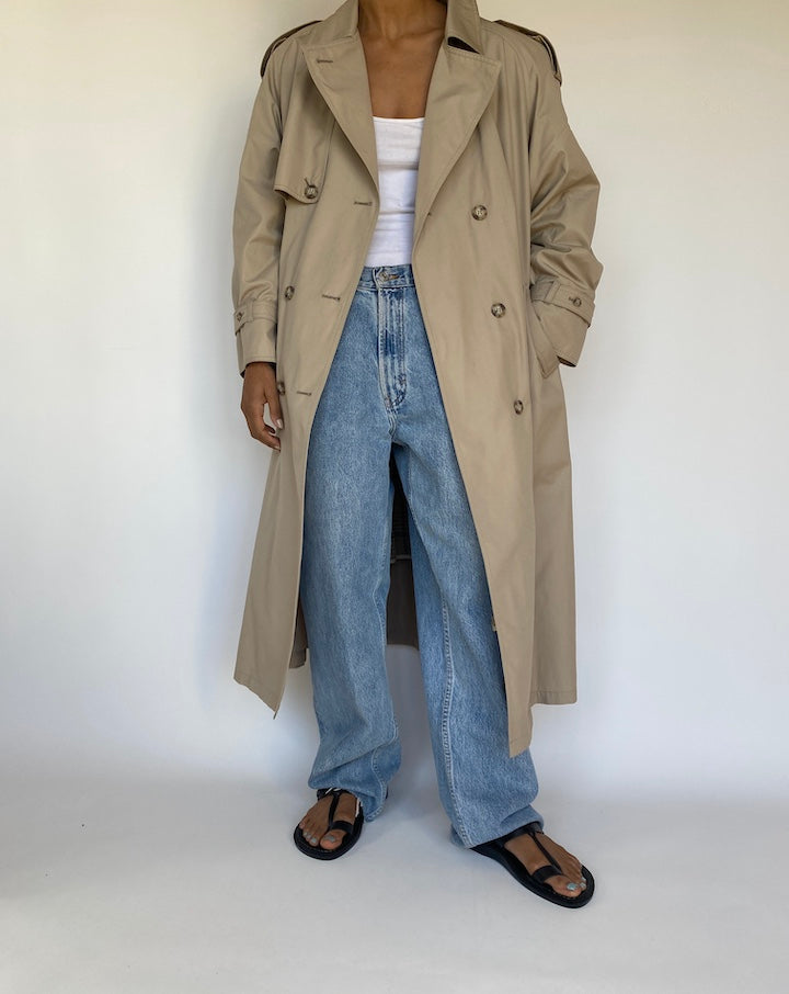 VINTAGE BEIGE LONG TRENCH COAT 3207