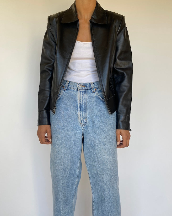 VINTAGE BLACK LEATHER JACKET 3208