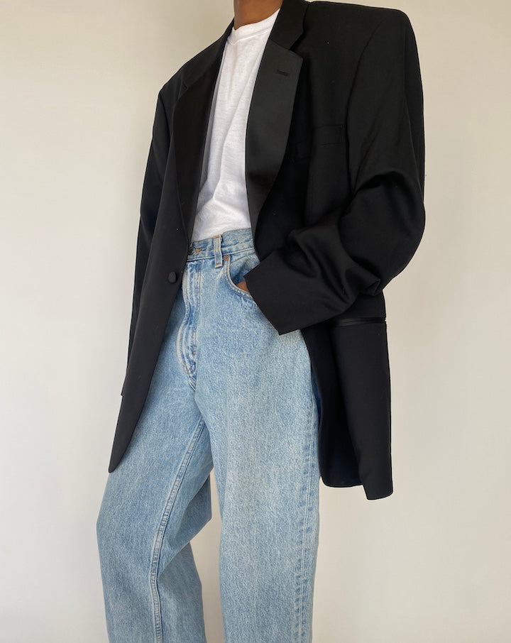 VINTAGE BLACK WOOL BLAZER 4136