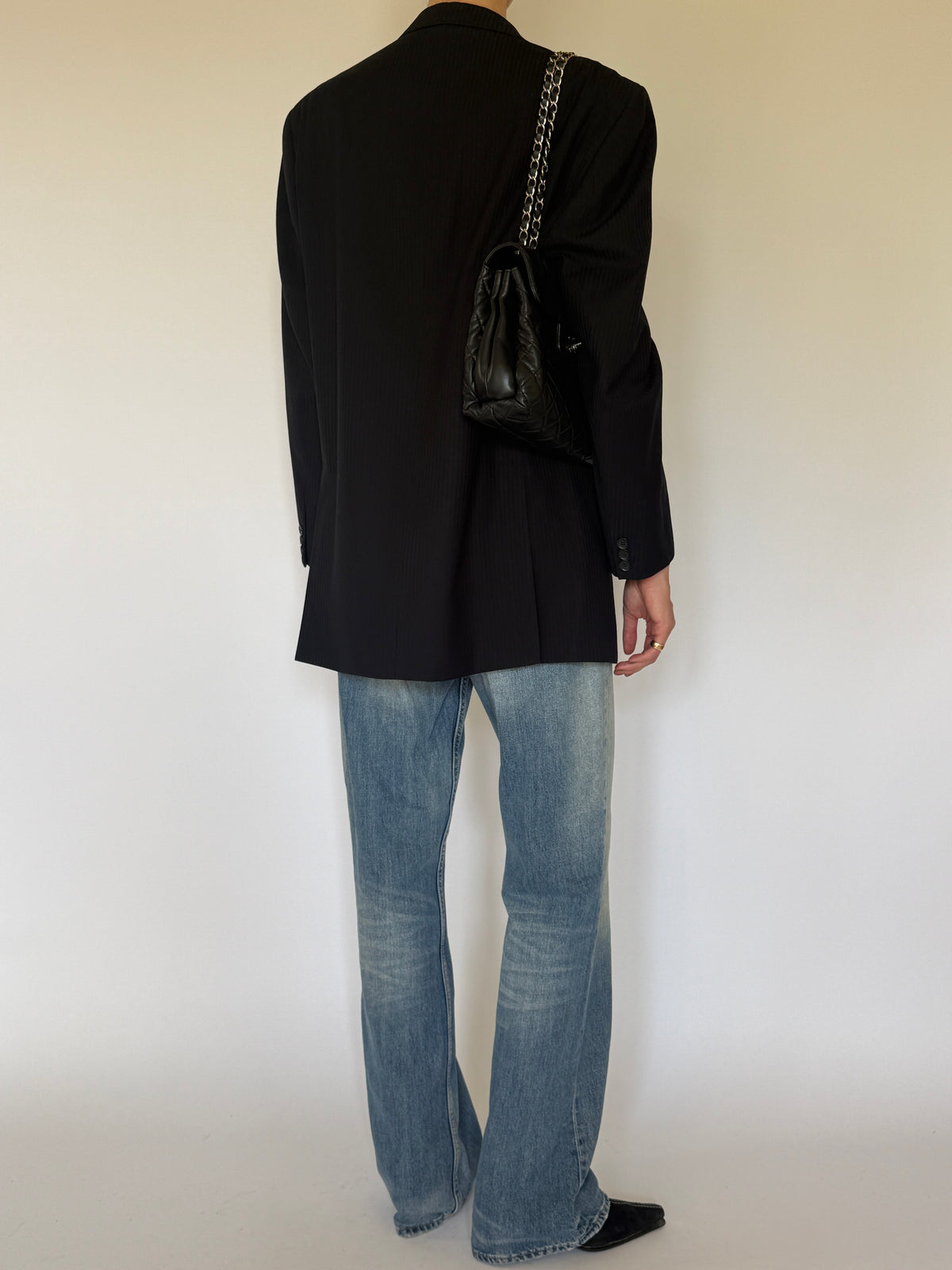 Vintage Pinstripe Blazer Black 6643