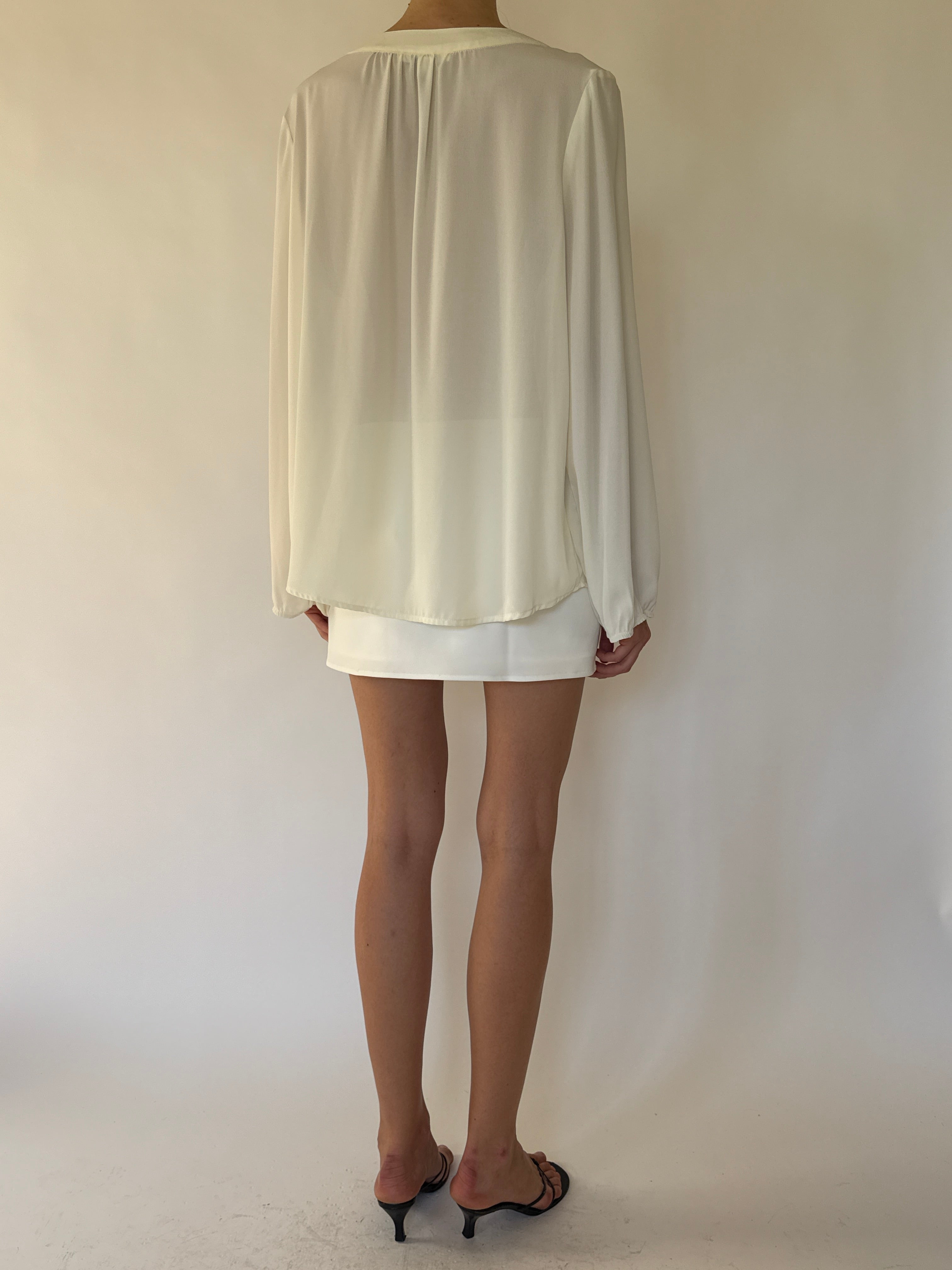 Vintage ivory beaded blouse back view