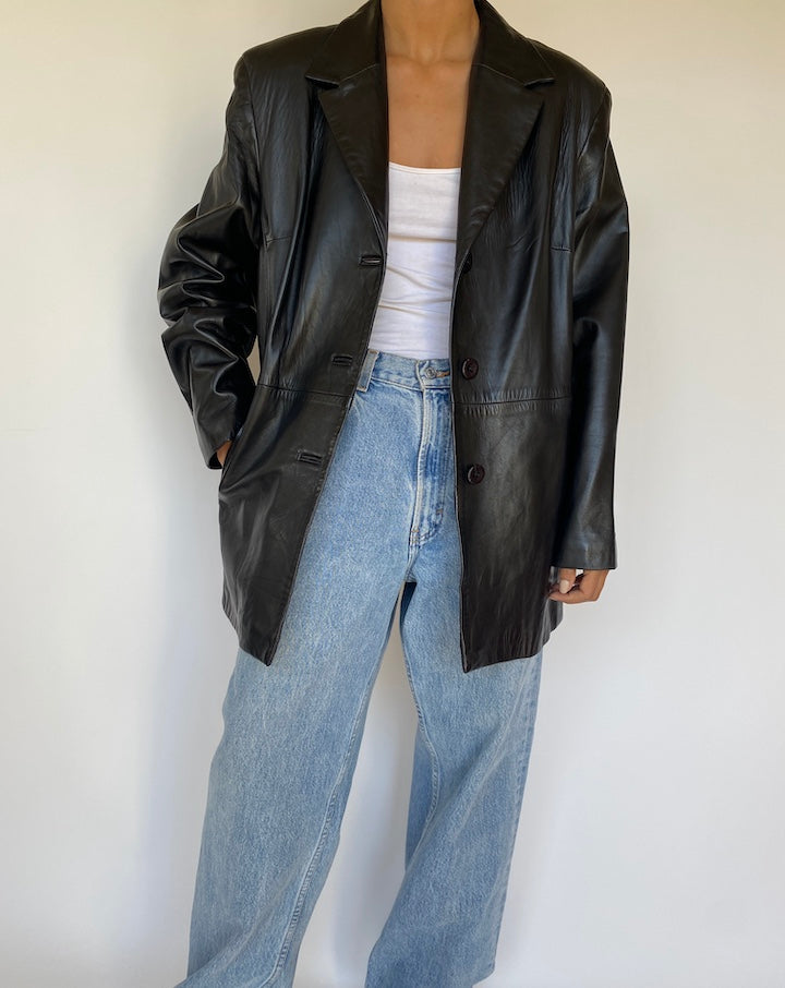 VINTAGE BLACK LEATHER JACKET 3211