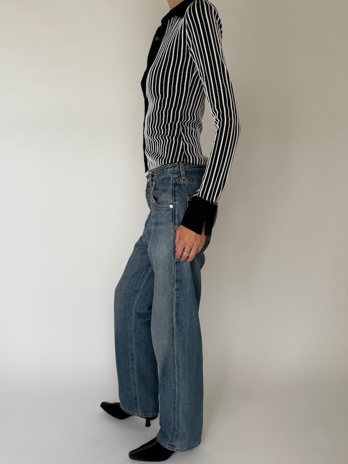Vintage Striped Button-Up Top 6524