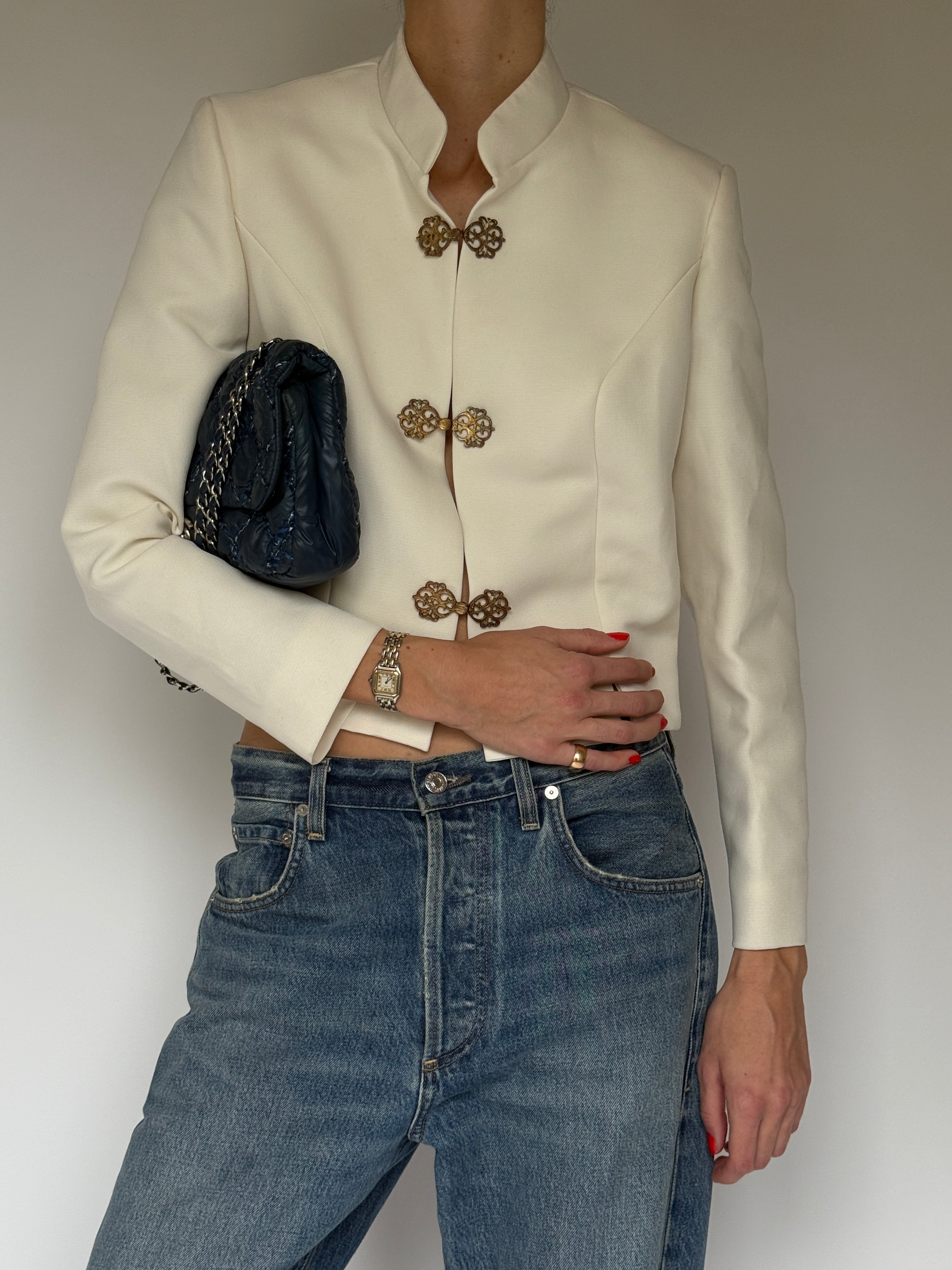 Vintage white jacket sleeve detail
