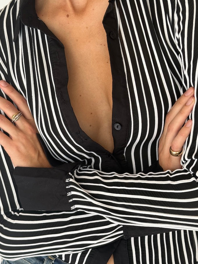 Vintage Striped Button-Up Top 6524