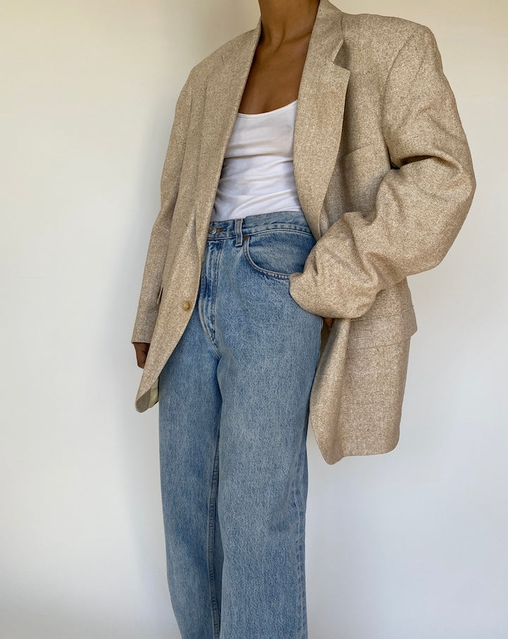 VINTAGE BEIGE SILK BLAZER 3216