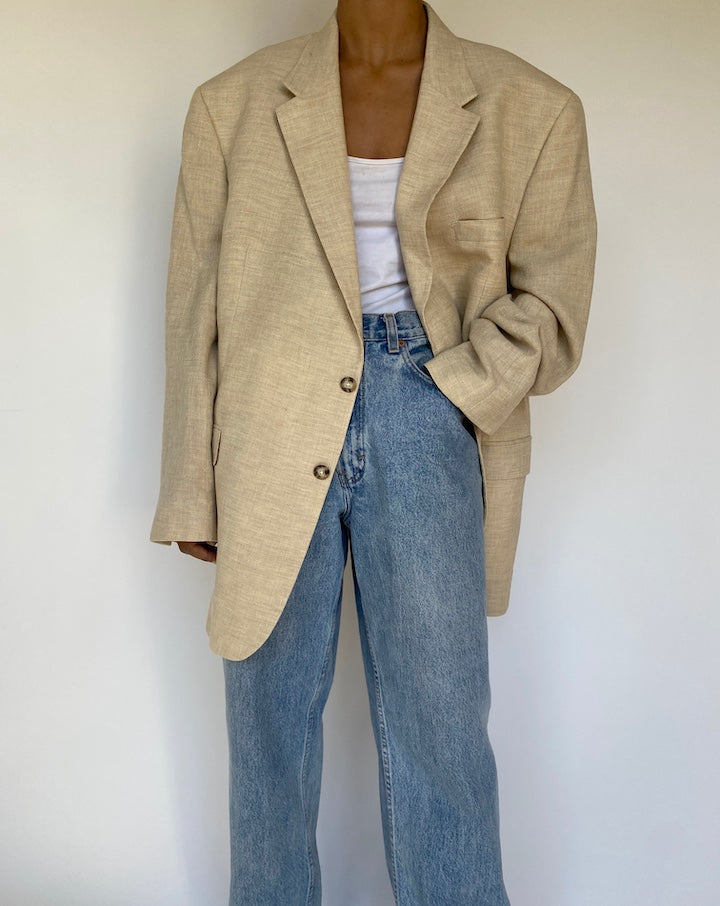 VINTAGE OVERSIZED BEIGE BLAZER 3217