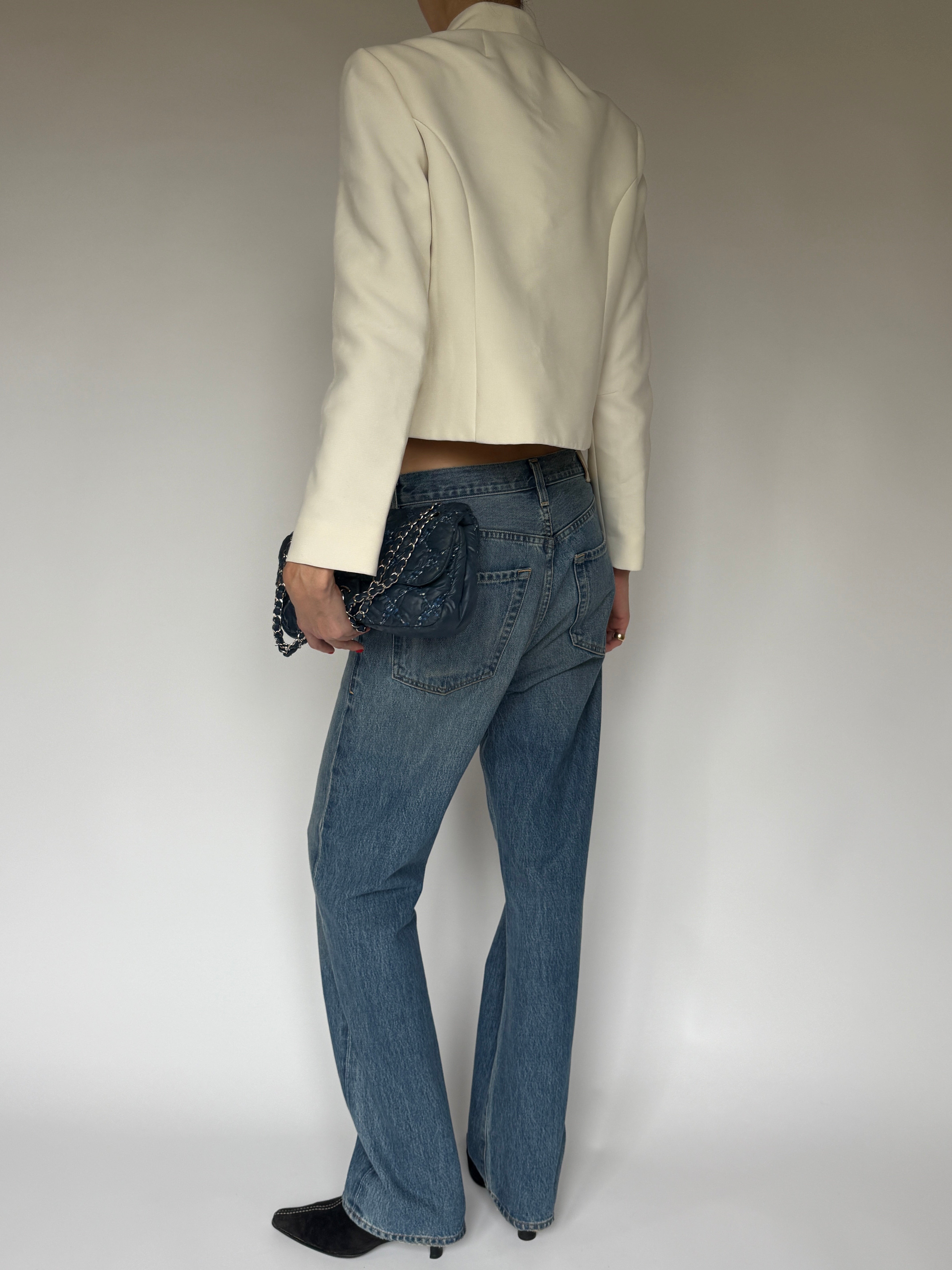 Vintage white mandarin collar jacket back view