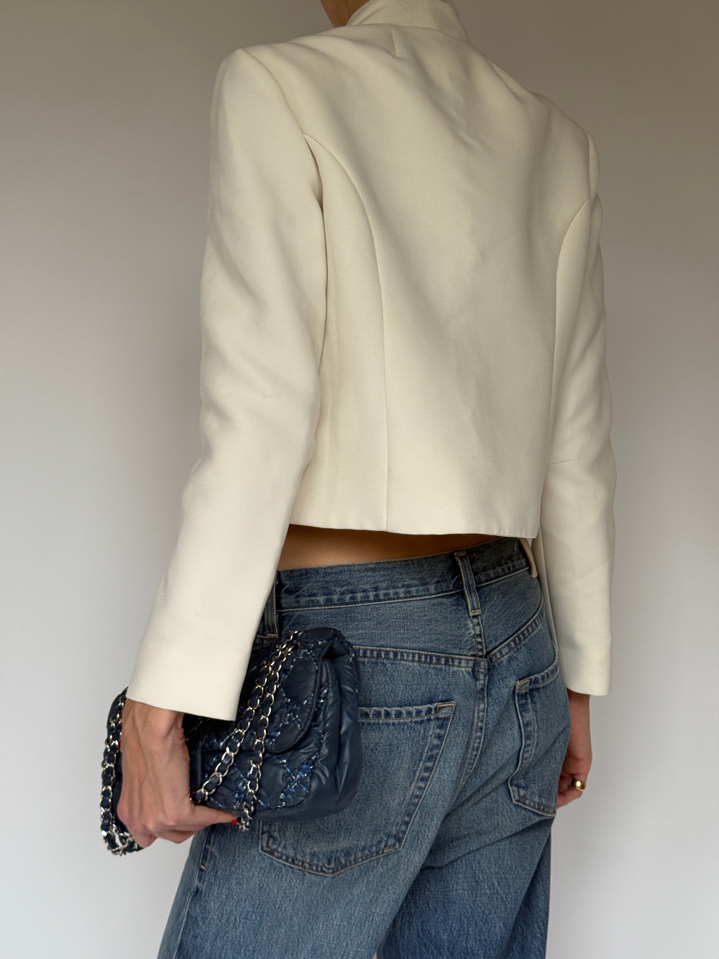 Vintage white mandarin collar jacket back view