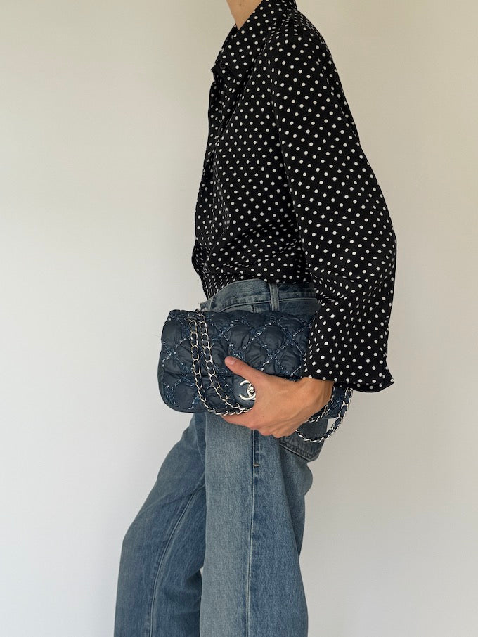 Vintage Polka Dot Button-Up Blouse 6535
