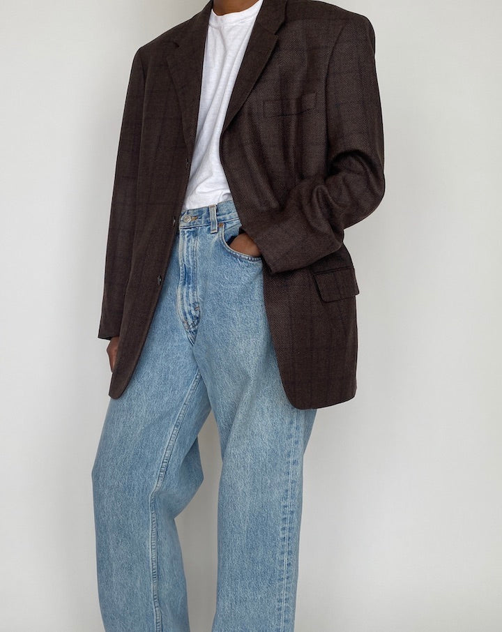 VINTAGE OVERSIZED CHECKED BLAZER 4146