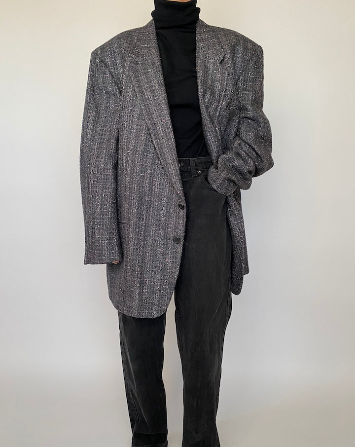 VINTAGE GREY SINGLE BREASTED BLAZER 2037