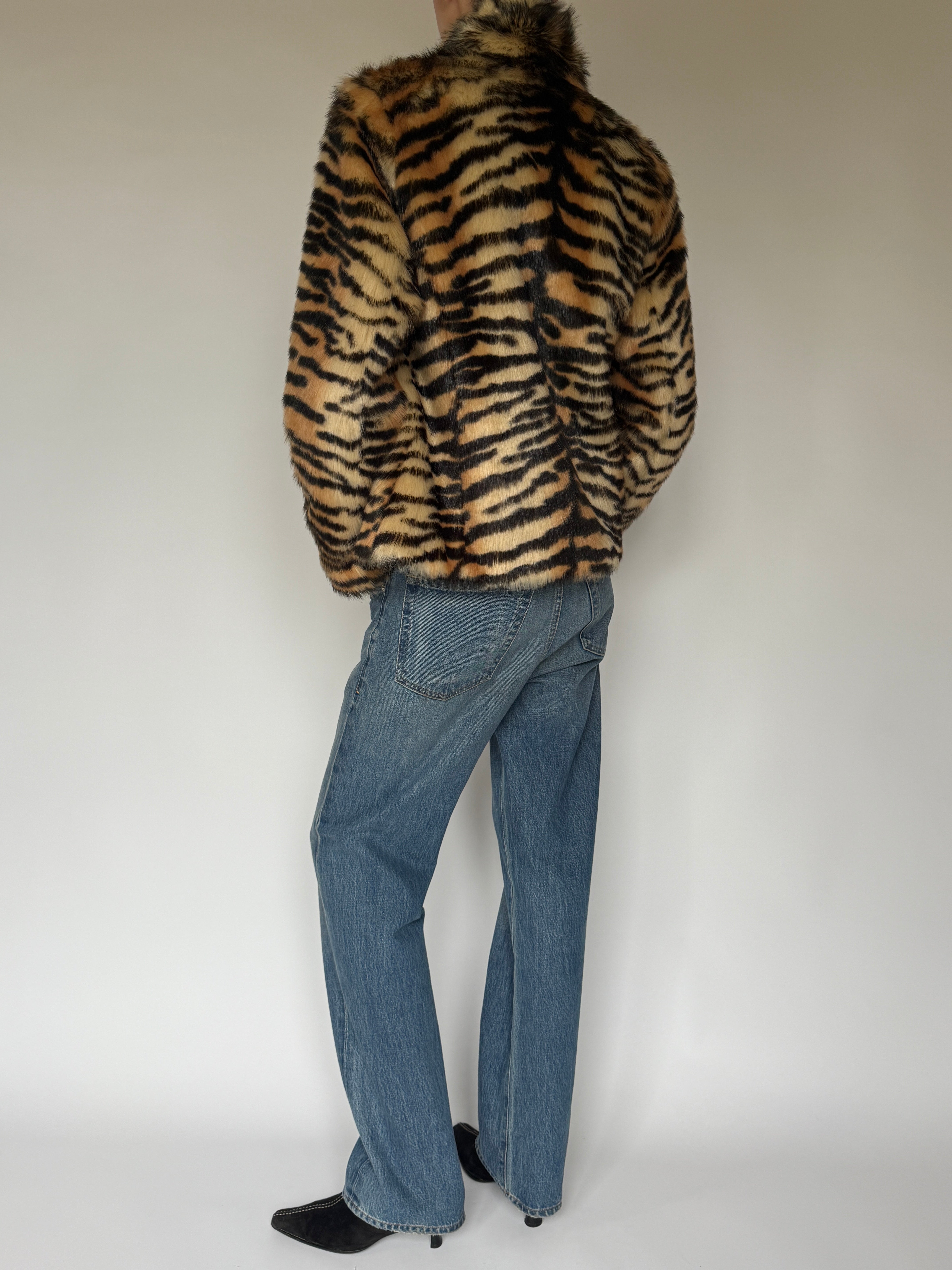Vintage Tiger-Print Faux Fur Jacket 7062