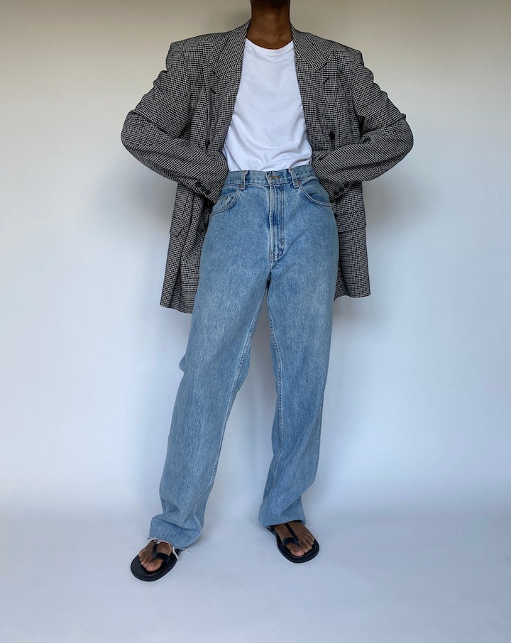 VINTAGE DOUBLE BREASTED WOOL AND SILK BLAZER 3636
