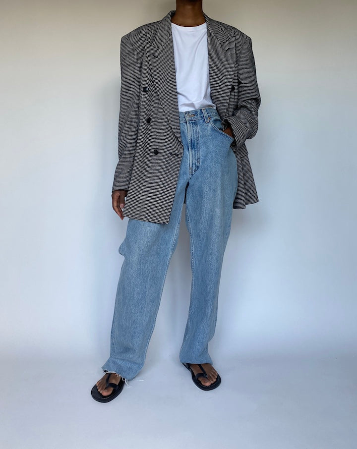 VINTAGE DOUBLE BREASTED WOOL AND SILK BLAZER 3636