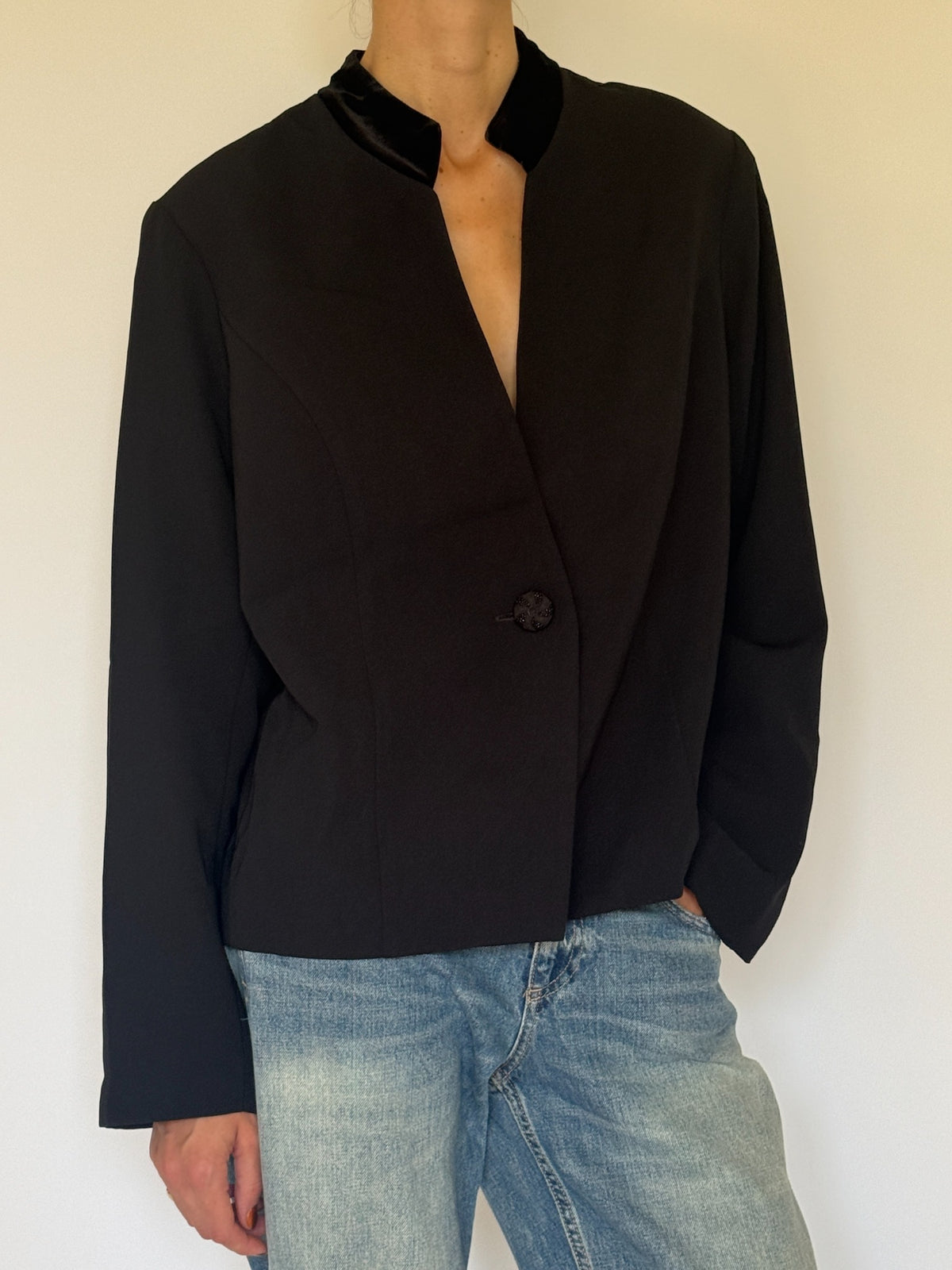 Vintage black blazer styled front view