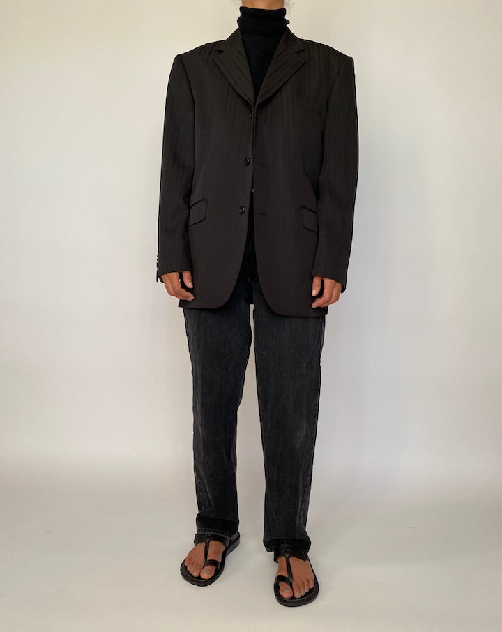 VINTAGE SINGLE BREASTED STRIPED BLAZER 2041