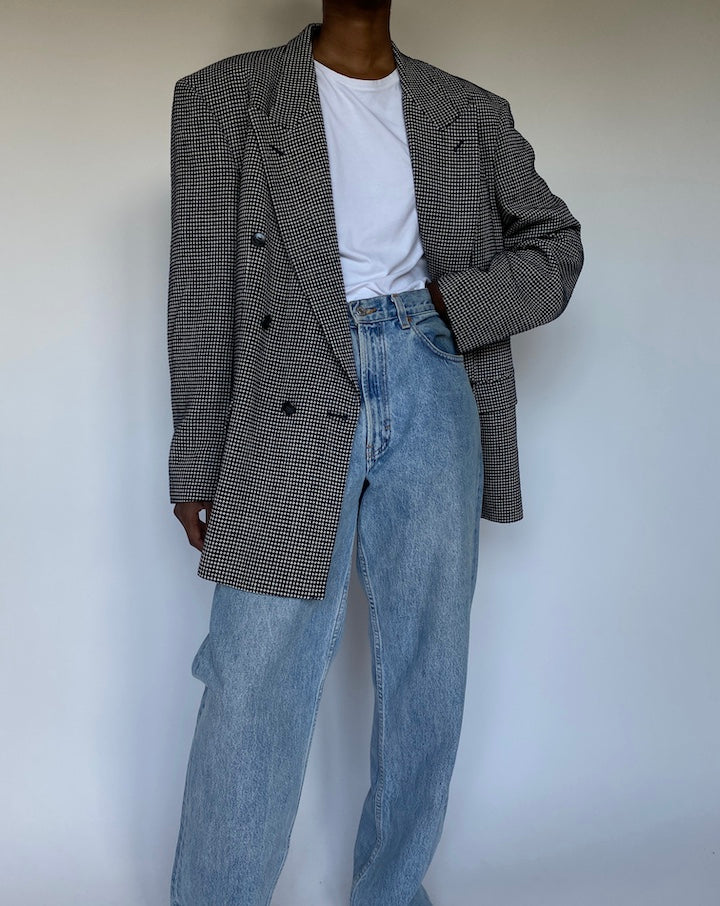 VINTAGE DOUBLE BREASTED WOOL AND SILK BLAZER 3636