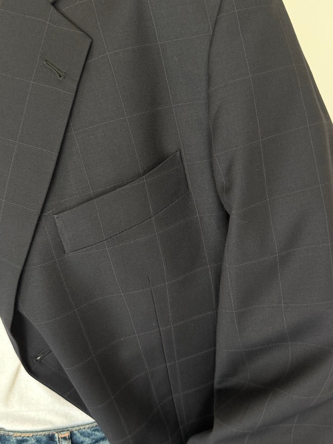 Vintage Checked Blazer Navy 5963
