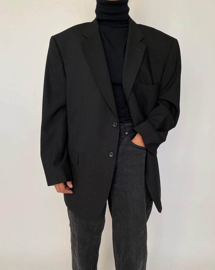 VINTAGE BLACK WOOL BLAZER 2042