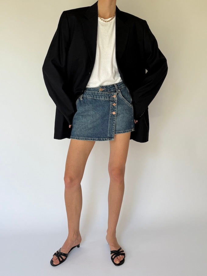 Vintage Checked Blazer Navy 5963