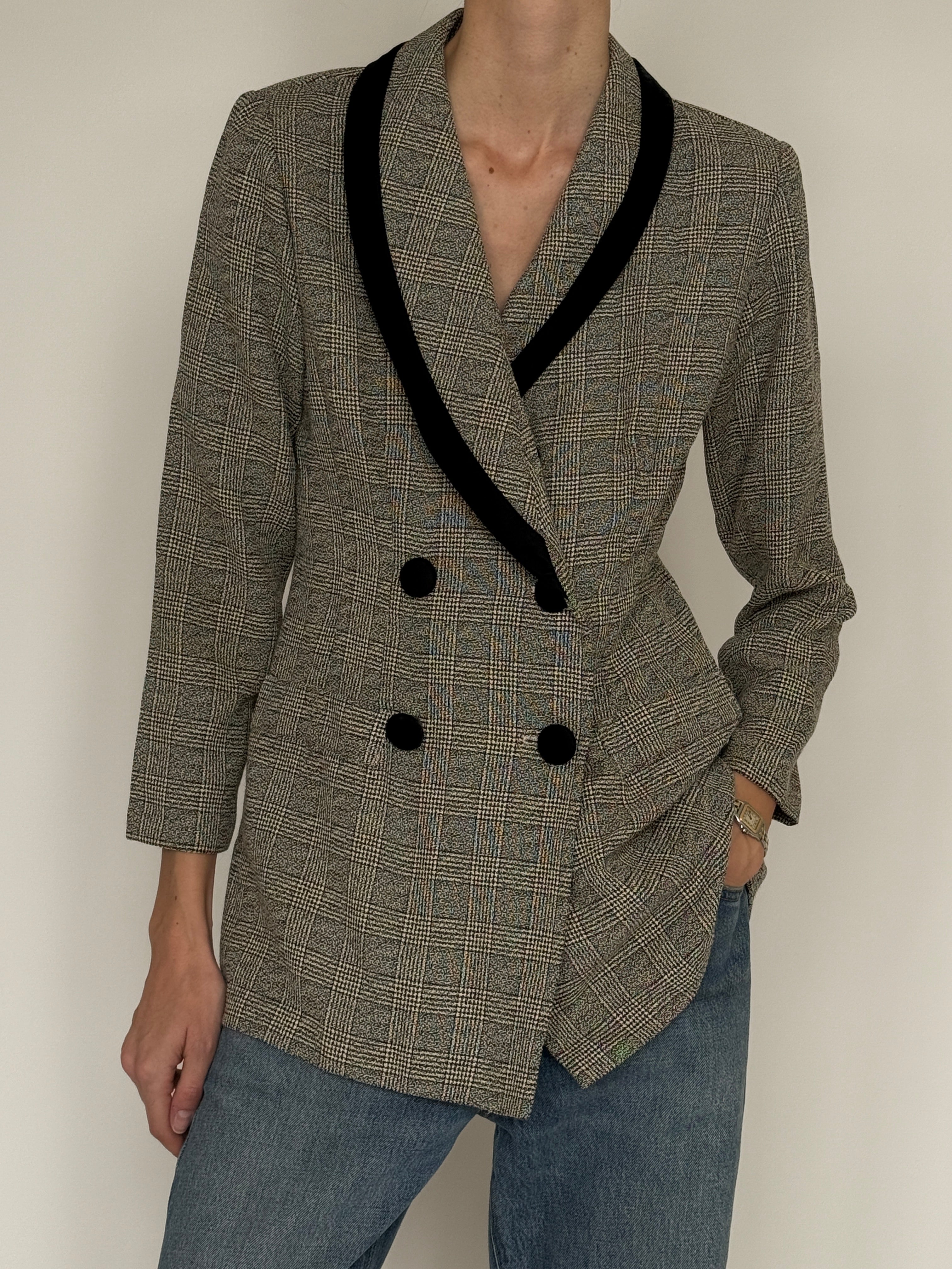 Vintage plaid blazer sleeve detail