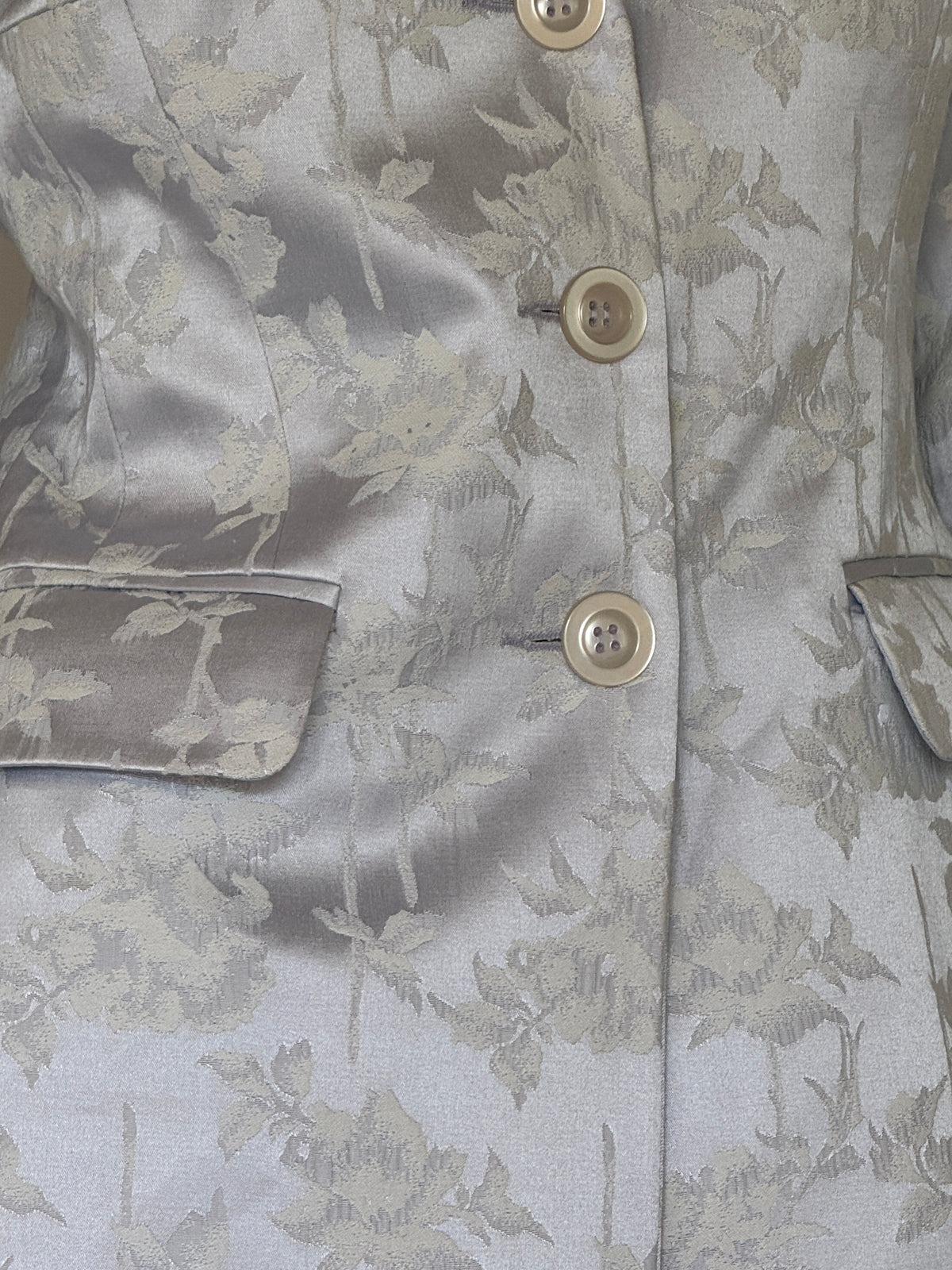 Vintage Floral Jacquard Longline Blazer Icy Blue 8202