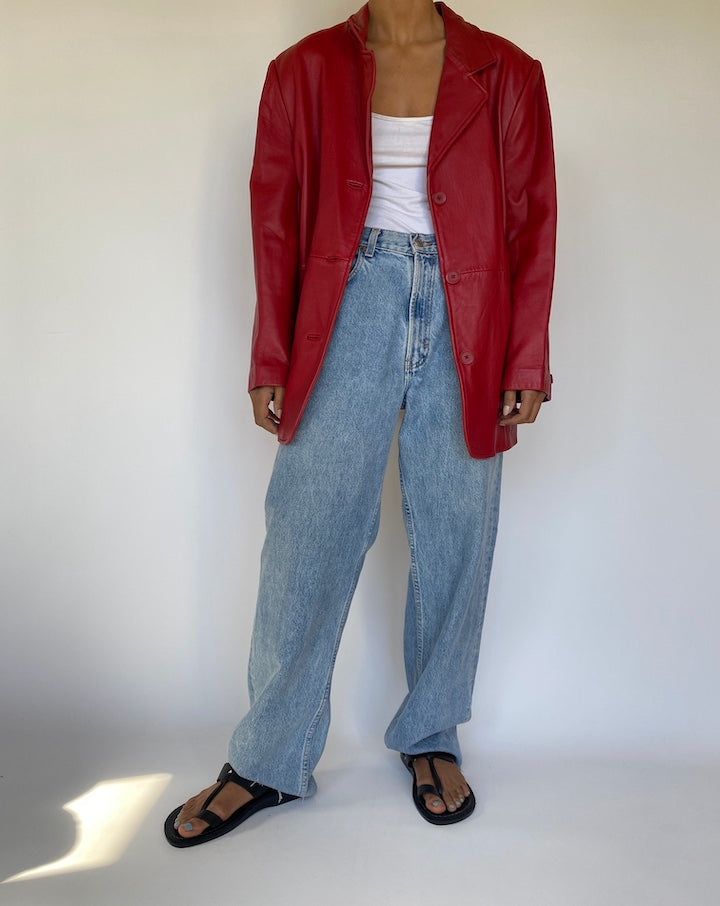 VINTAGE RED LEATHER JACKET 3228