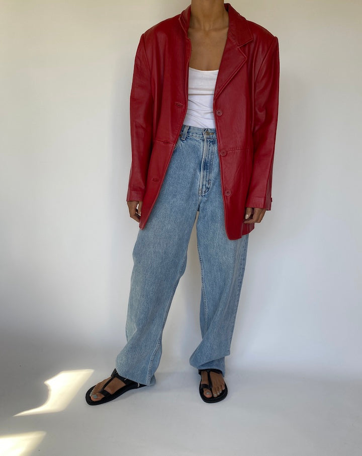 VINTAGE RED LEATHER JACKET 3228