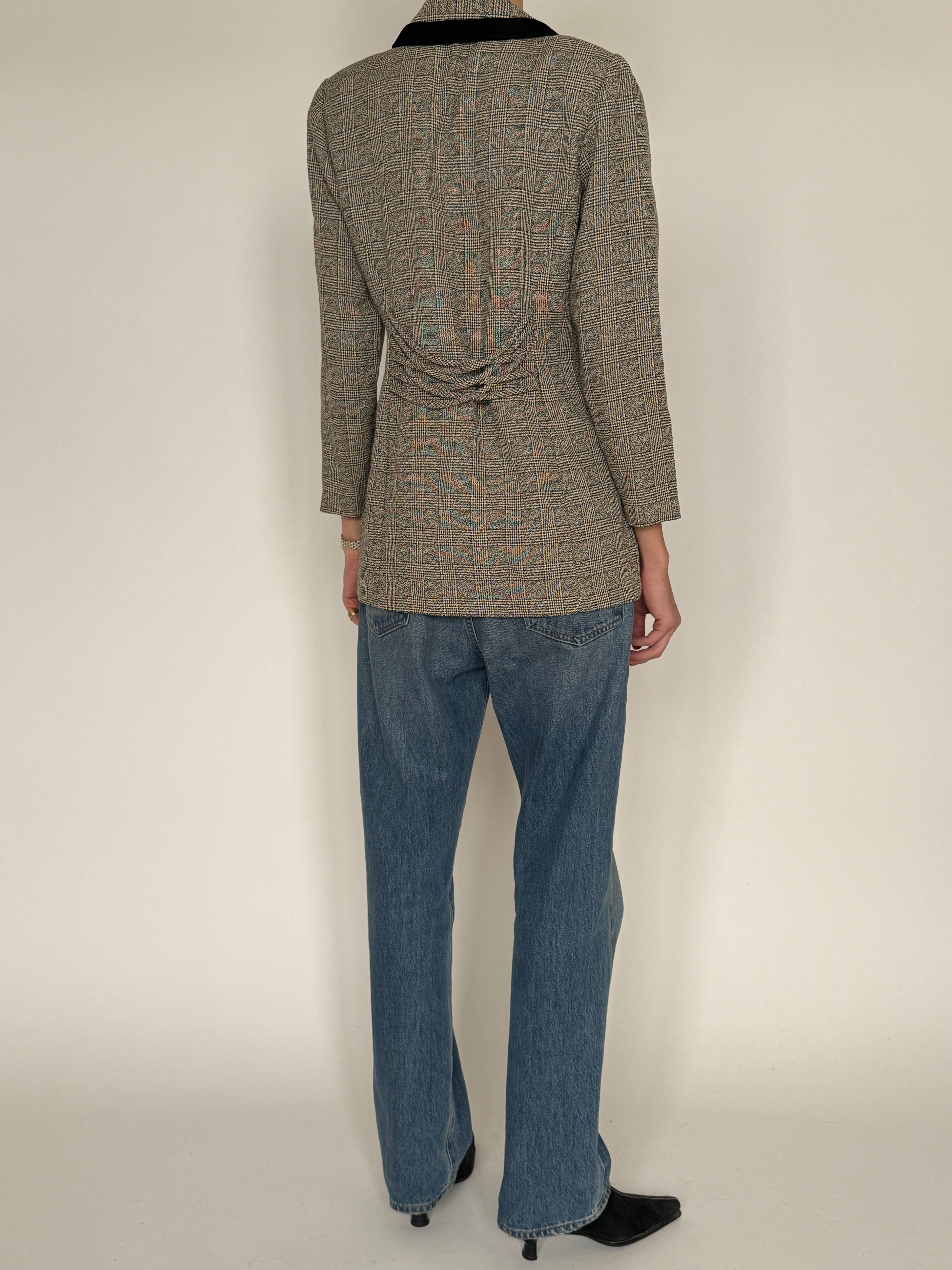 Vintage plaid blazer back view