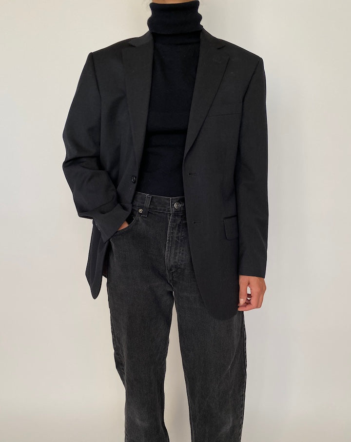 VINTAGE BLACK WOOL BLAZER 2045