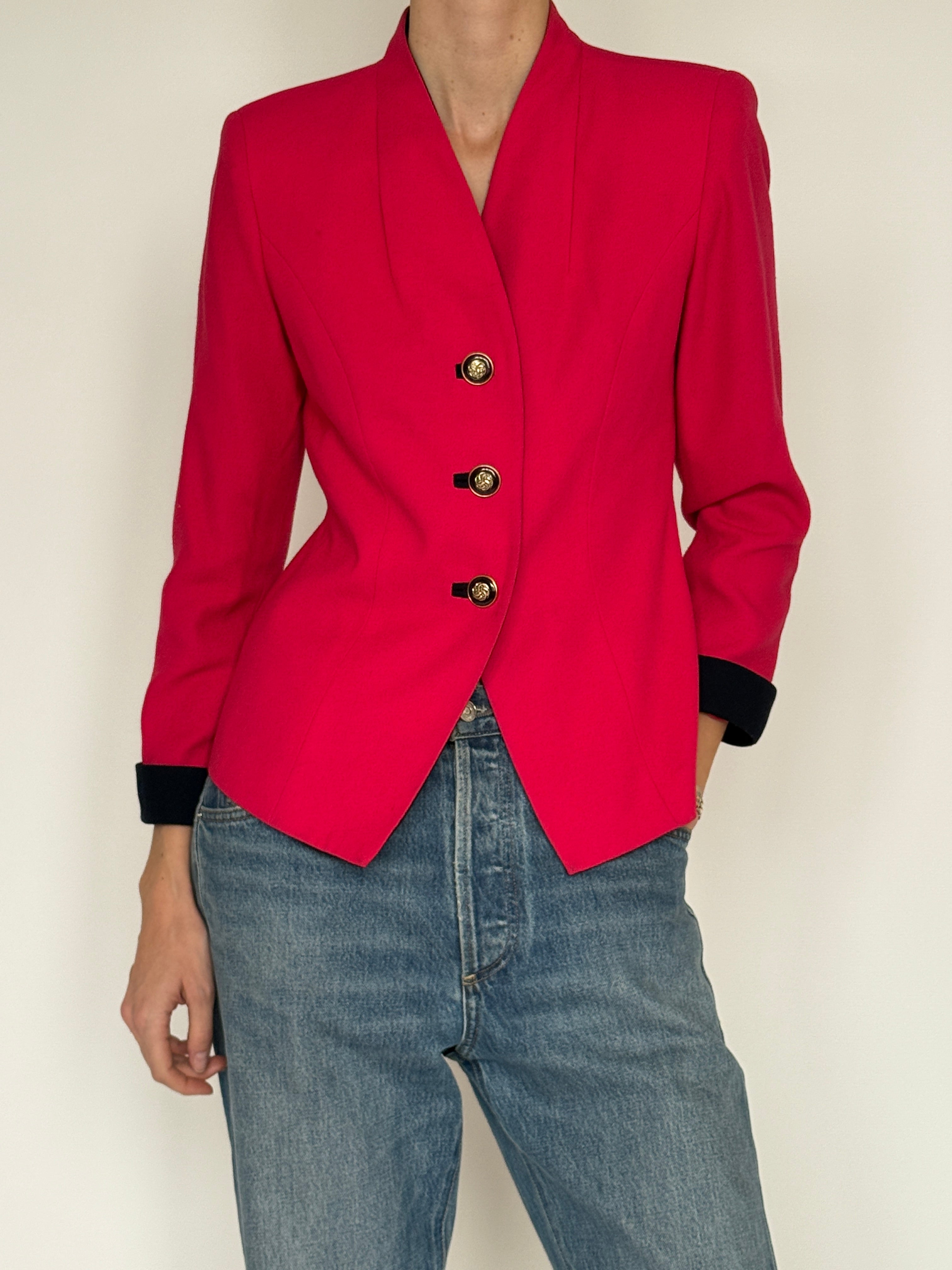 Vintage fuchsia tailored blazer front view