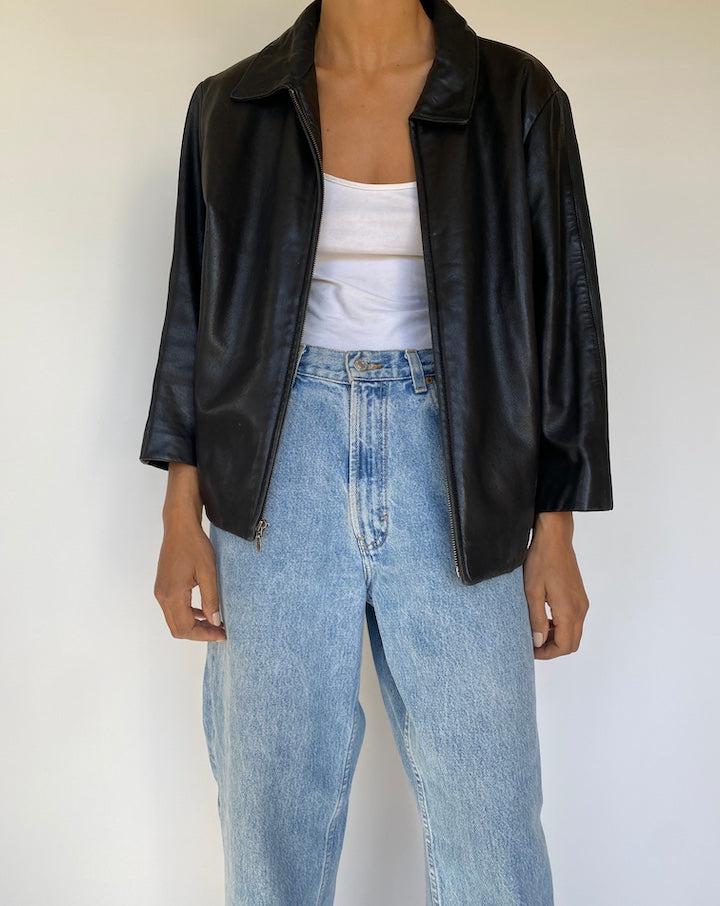 VINTAGE BLACK LEATHER JACKET 3224