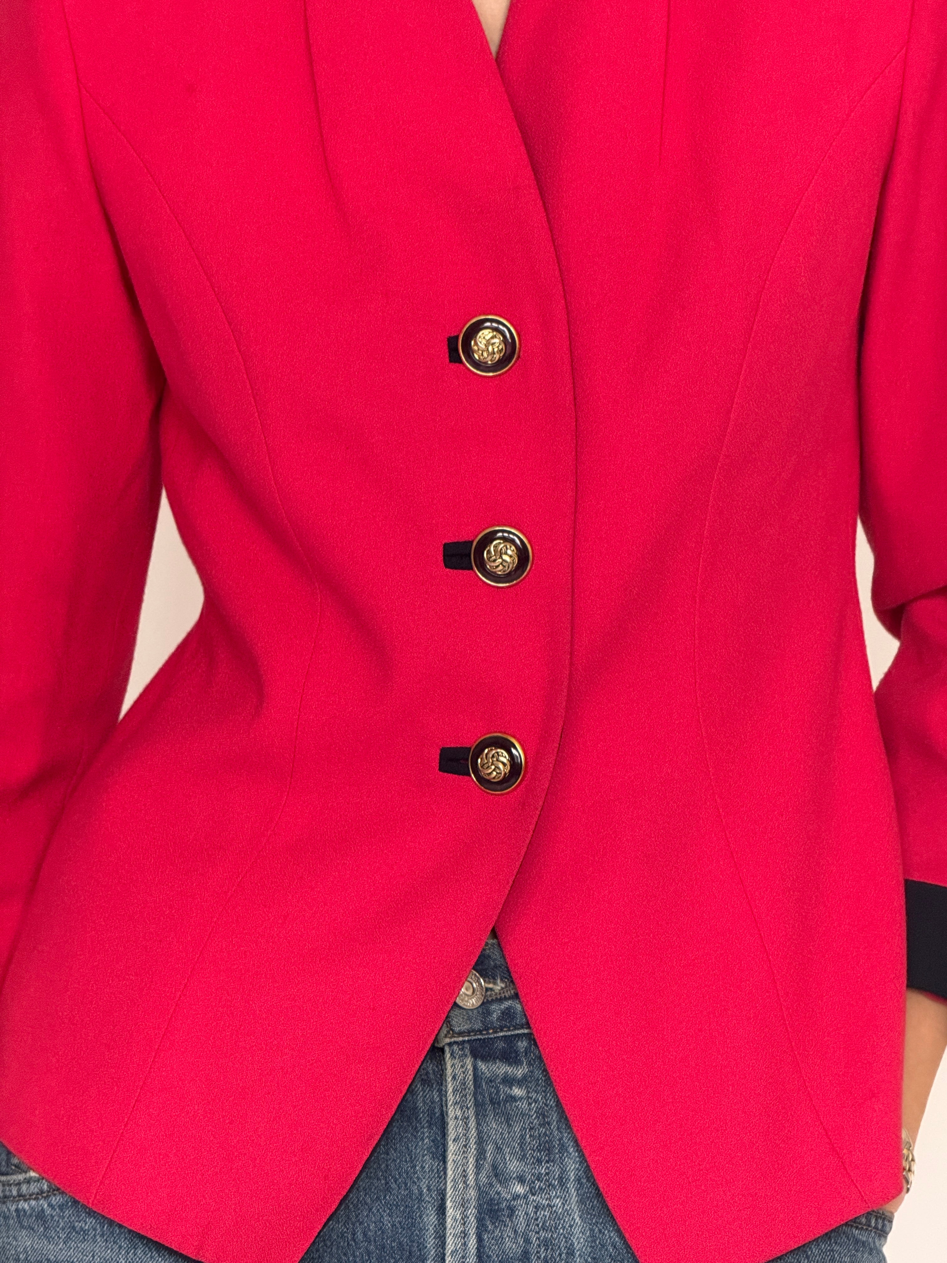Vintage fuchsia blazer button detail