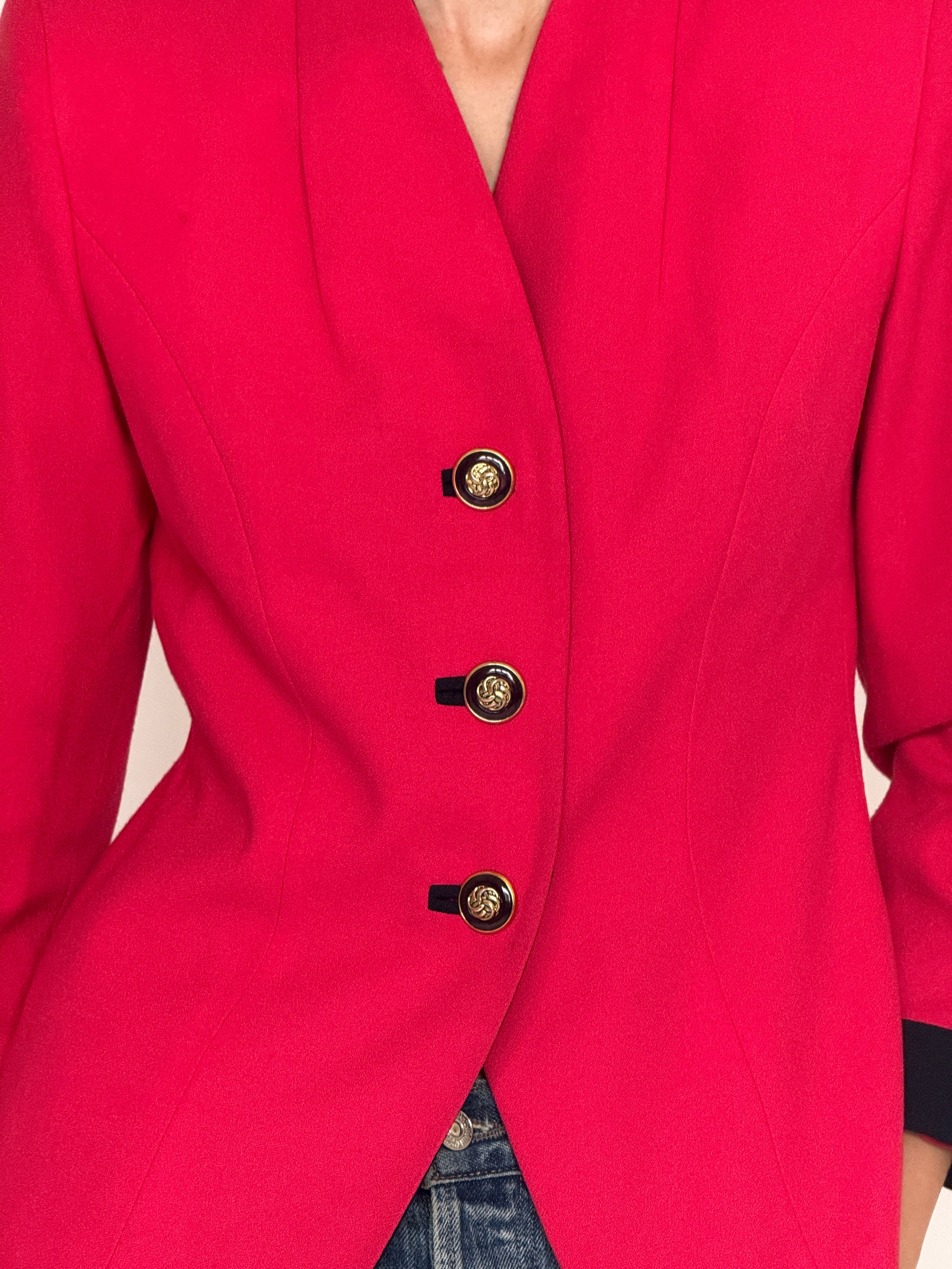 Vintage fuchsia blazer waist shaping detail