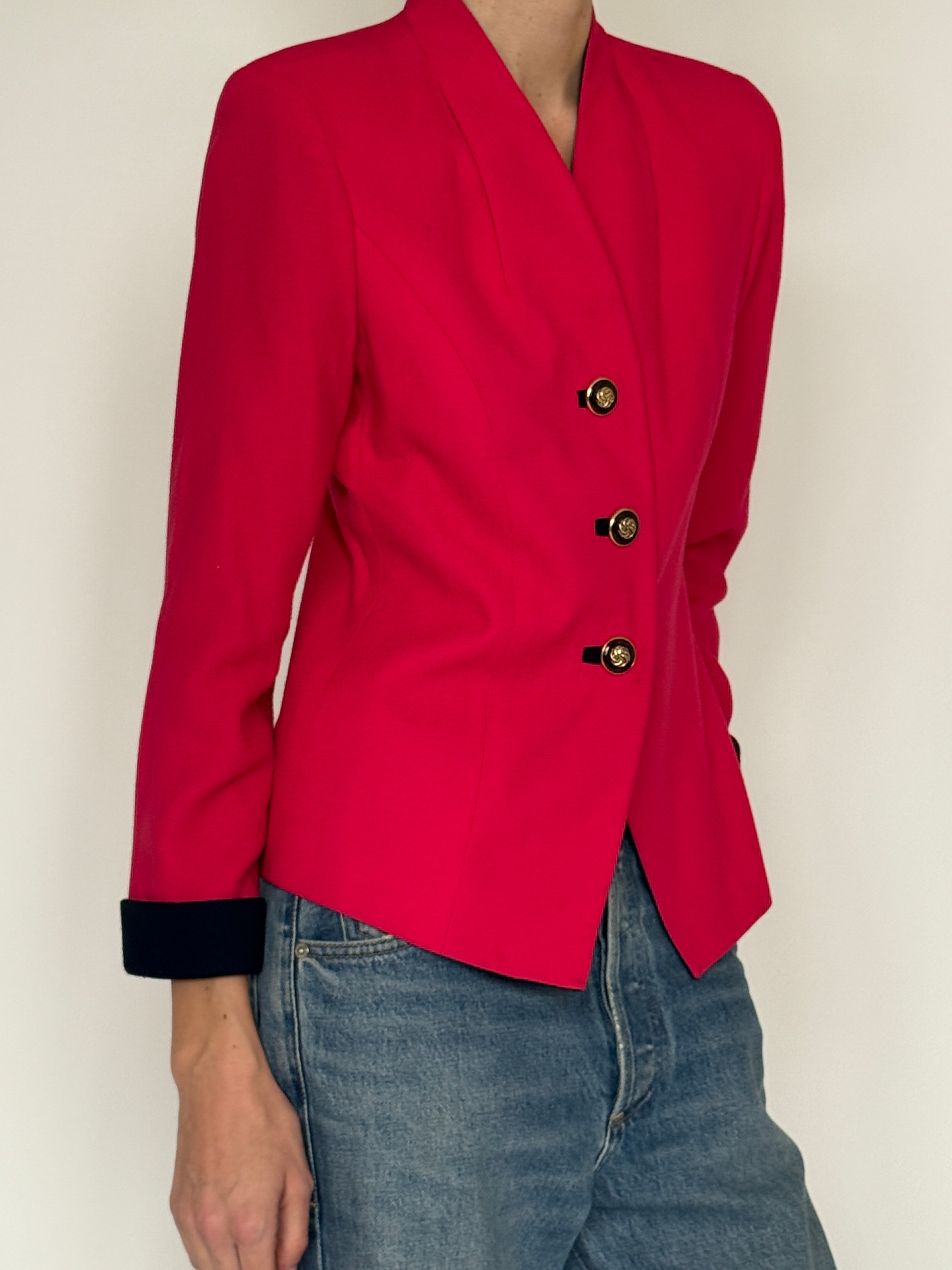 Vintage fuchsia tailored blazer side view